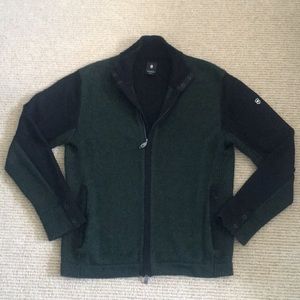 VICTORINOX full zip multi stitch two tone sweater
